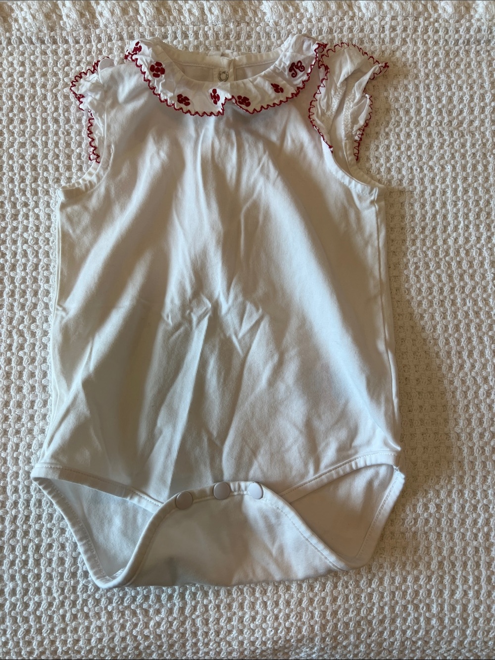 Tartine et Chocolat White One-Piece with Red Trim